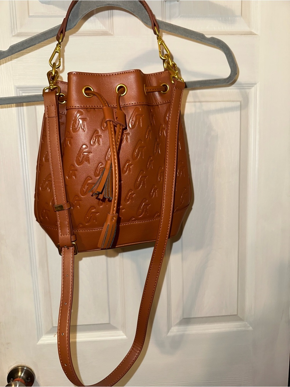Glamaholic Embossed Brown Bucket Bag